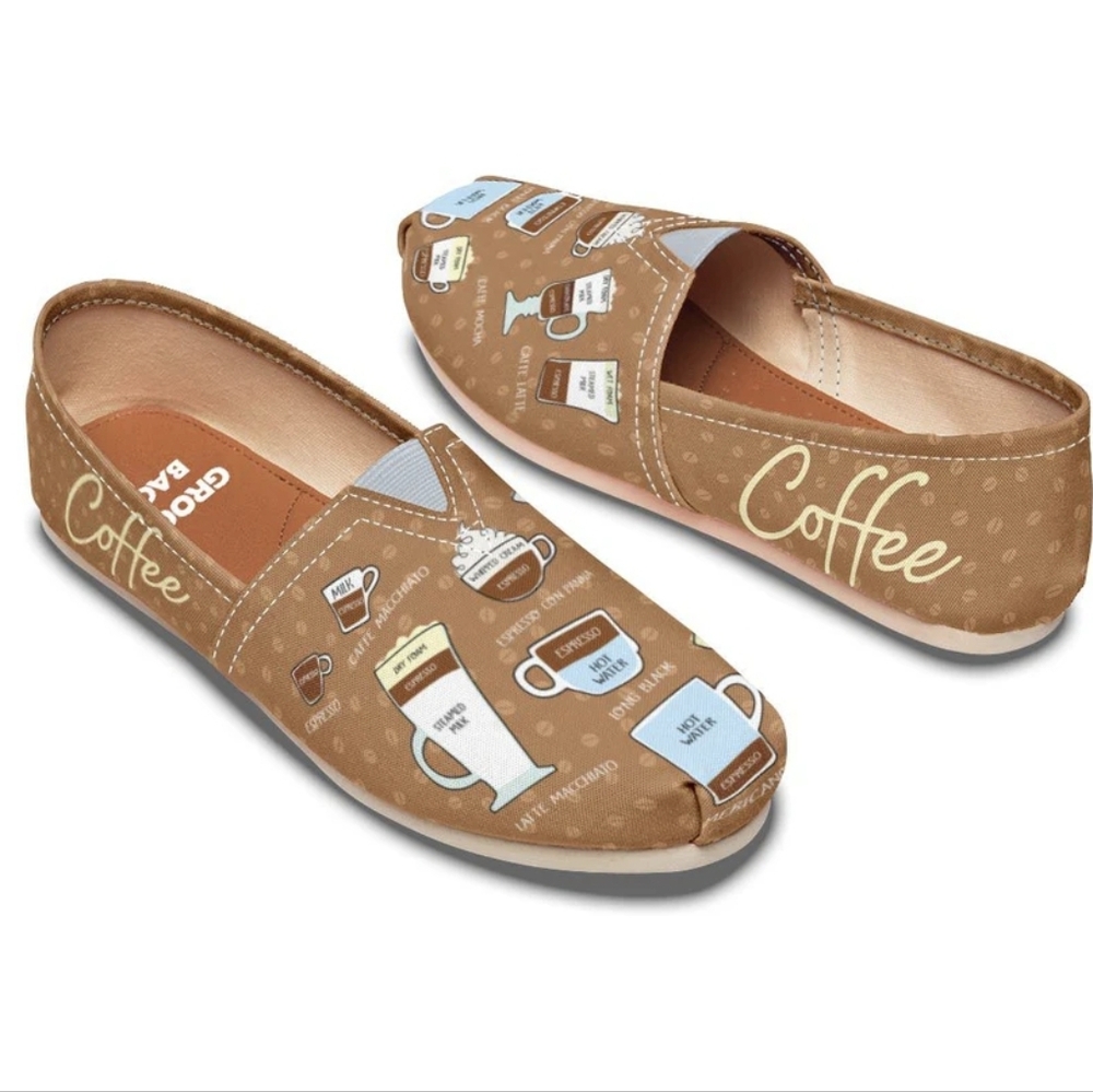 Groove Bags Coffee Lovers Brown Casual Slip‎ On Flats Size 11W